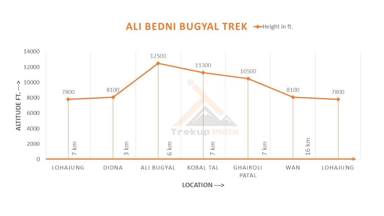 Ali Bedni Bugyal Trek Altitude Chart