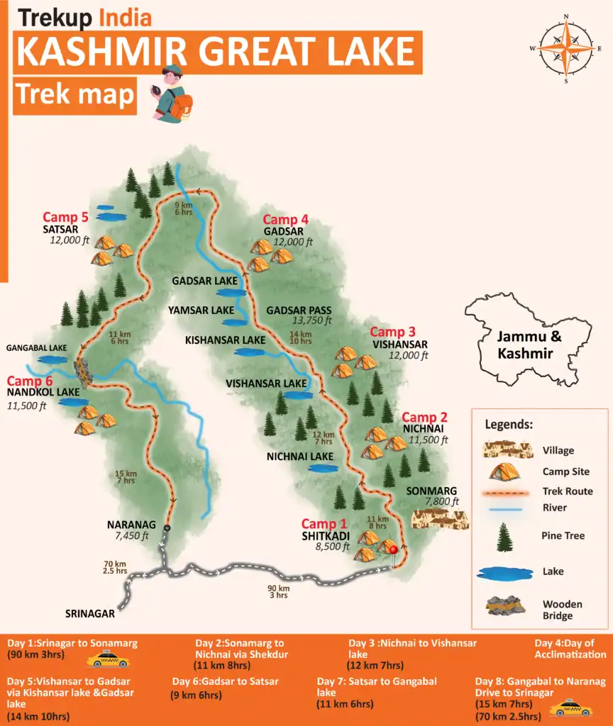Kashmir Great Lake Map