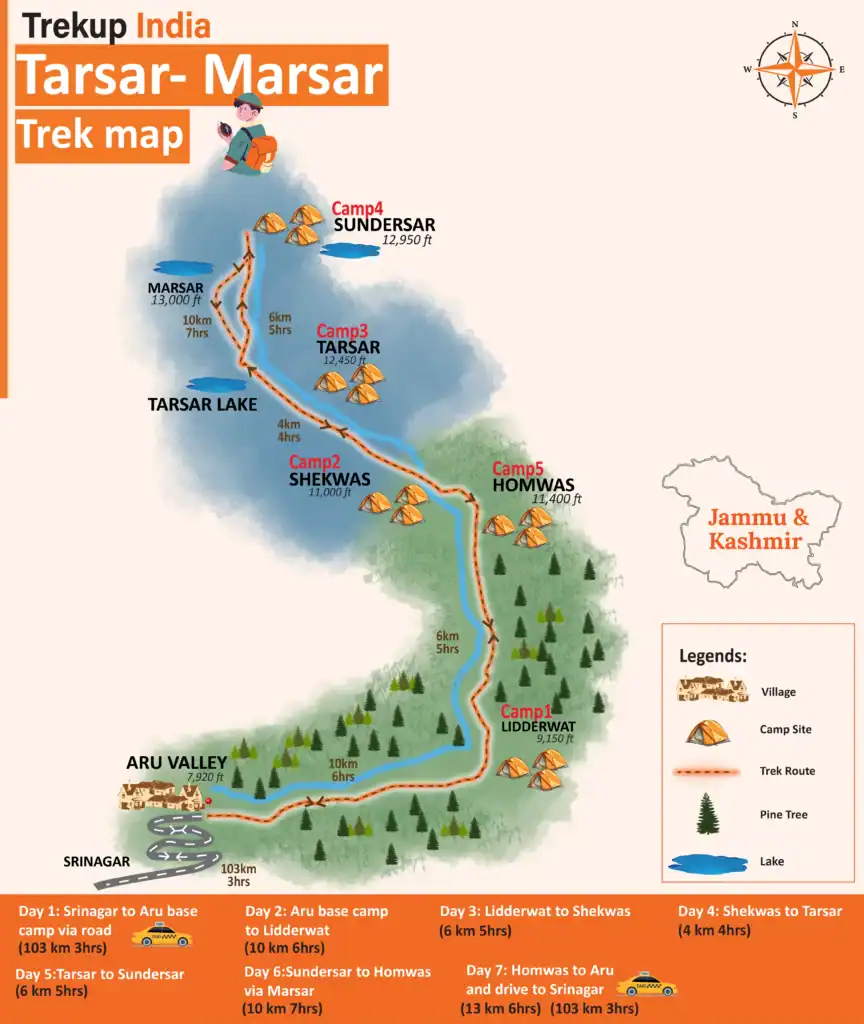 Tarsar Marsar Trek Map